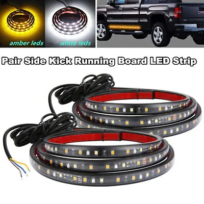 48  Running Board LED Strips White Amber Parking Light Door Step Turn Signal Bar • $43.45