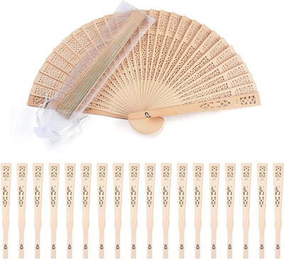 $86.22 • Buy Sandalwood Fan Set Of 50 Pcs Hand Fans With 50 Gift Bags Abanicos De Mano Fans F