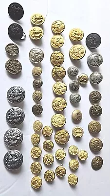 Military Brass Button Lot Of 54 Vtg To Antique Mixed Ages/Style/Size/Condition • $19.99