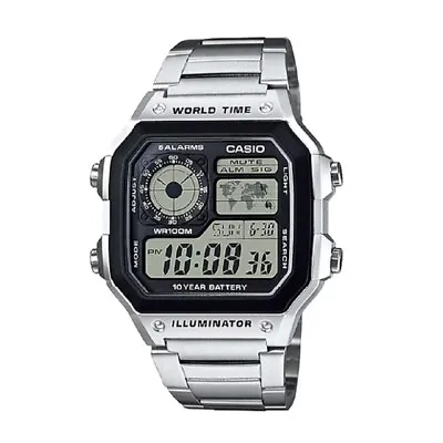 Casio AE1200WHD-1A Mens Watch Digital Sports World Stainless Steel AE-1200WHD-1A • $53.99