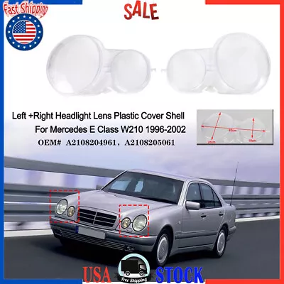 Left +Right Headlight Lens Plastic Cover Shell For Mercedes E Class W210 96-2002 • $92.87