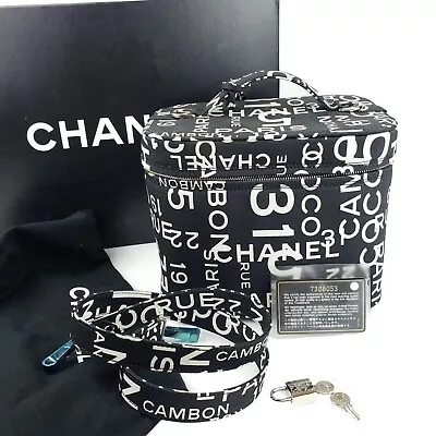 CHANEL 02P Vanity Train Case 31 Rue Cambon Black White Print Vintage Y2K COA • $1500