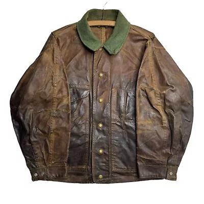 Vintage Filson Wax Chore Jacket Brown Unlined Snap Cruiser Mens Large Style 625 • $249.95