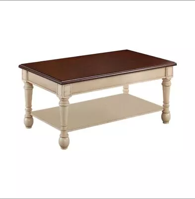 Layla Rectangular Coffee Table Dark Cherry And Antique White • $239