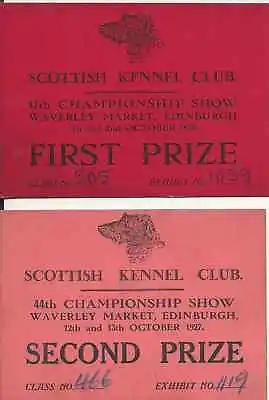 Scottish Kennel Club Dog Show Certificates 1930 1st & 2nd 1927 4.5 X 3.5  • £5.99