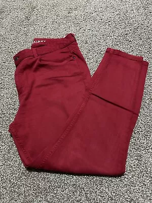 Super Skinny M&S Red Size 14S Cotton Stretch  Mix Ladies Trousers • £7.25
