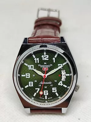 Seiko 5 Automatic Vintage Green Dial Genuine Men's Wrist Watch Free Shipping • $79.99