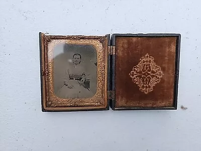 Antique Daguerreotype Union Case 9th Plate Tintype Pic Civil War Pretty Lady J23 • $80