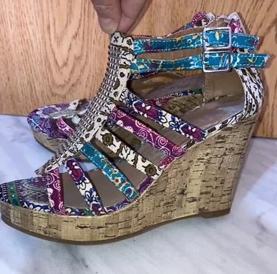 Multi Colored Mudd Wedge Heel Sandals Size 8 M • $24.95