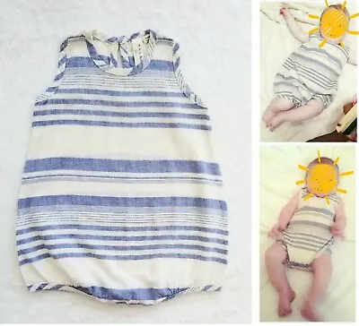 Baby Boy NOCH MINI Organic Boutique  Cotton & Linen  Goop Bodysuit Romper 3-6m • $17
