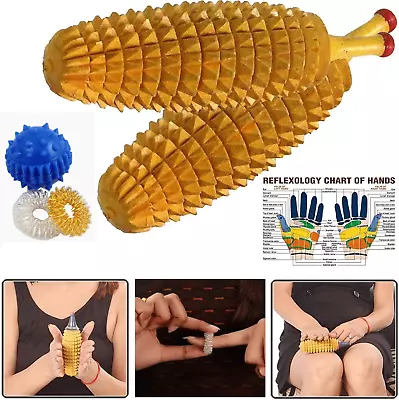 Handmade Wooden Ancient Acupressure Spiked Hand Massager Exercise Therapy  • $21.43