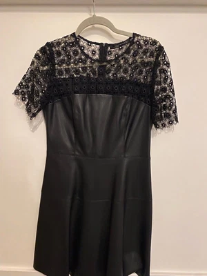 £5 • Buy Zara Black, Short Pleather Dress With Lace Style Top