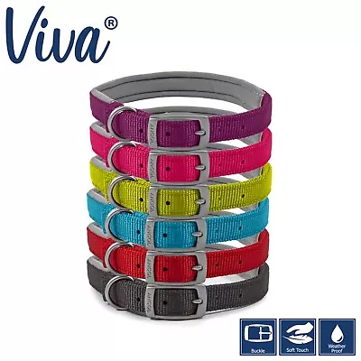 Ancol Viva Padded Nylon Puppy Dog Pet Strong Collars In 6 Colours And 5 Sizes • £7.50