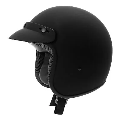 DOT Helmet 3/4 Open Face Vintage Retro Adult Motorcycle Matte Black S M L XL • $37