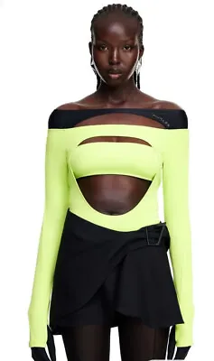 £66 • Buy Sold Out MUGLER X H&M Acid Green Cut-Out Body Size 10 BRAND NEW WITH TAGS