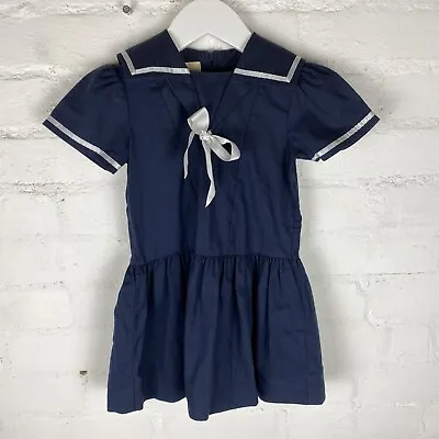 Laura Ashley Girls Sailor Dress Navy Blue & Ivory Age  2-3 • £25