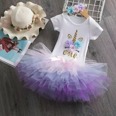 Baby Girl 1st Birthday Party Outfit Dress Tutu One Cake Smash • $29.95