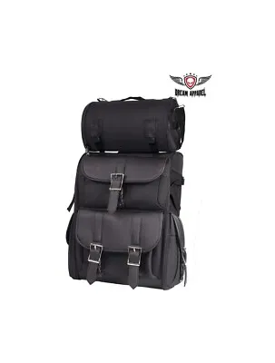 Motorcycle Medium Sissy Bar Travel Bar Bag Back Pack Travel Luggage Black • $119