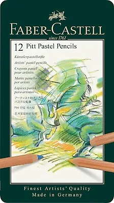 Faber-Castell FC112112 Pitt Pastel Pencils In A Metal Tin (12 Pack) Assorted • $24.95