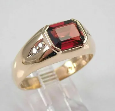 1.00 Ct Vintage 14K Yellow Gold Over Men's Garnet And Diamond Engagement Ring • $94.99