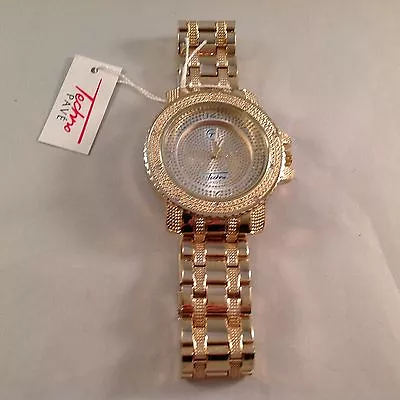 Techno Pave 6191 Mens Diamond Accented Goldtone Watch   NEW • $119.95