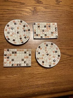 Vintage Mid Century Modern Ceramic Mosaic Tile Dishes BOHO Mod Set • $45