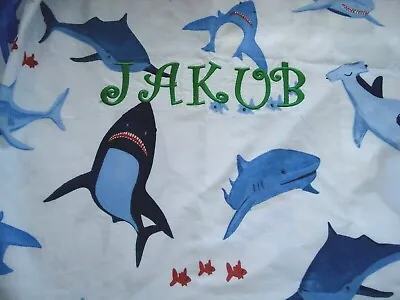 Pottery Barn Kids Shark Print Standard Pillowcase Monogrammed Jakub • $9.99