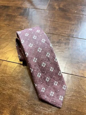 Geoff Nicholson Made In Italy 100% Linen Floral Pattern Casual Tie • $24.49