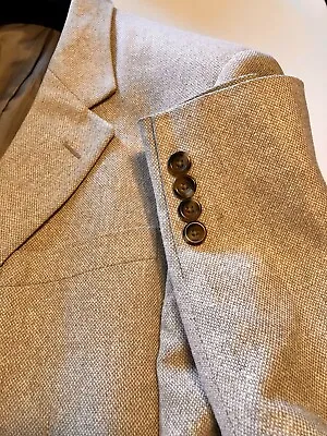 RBM 100% Silk Cream Ivory Tweed Men's Sport Coat 44L Suit Jacket Single Breasted • $27