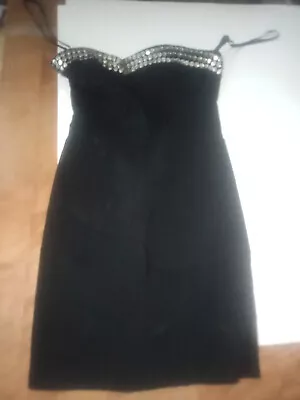 H&M Divided Black Dress Jewel Accents Sparkle Sleeveless Bodycon Cocktail S M • $14