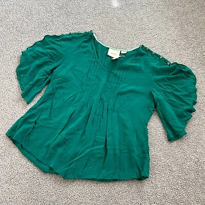 Maeve Anthropologie Maya Green Flutter Sleeve Tank Top Blouse Sz 6 • $9.99