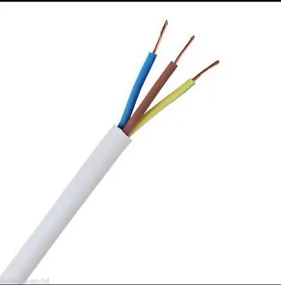 4.0mm 3 Core White Round Flex Cooker Per M 4mm Copper Core YY 32 Amp Mains Cable • £5.25