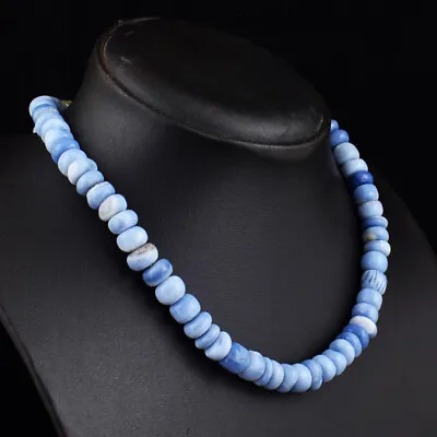 259 Cts Natural Single Strand Blue Opal Rondelle Beads Womens Necklace JK 48E364 • $8.50