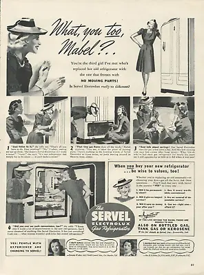 1940 The Servel Electrlux Gas Refrigerator What You Too Mabel Vintage Print Ad • $9.99