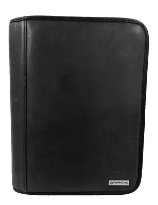 Franklin Covey Organizer Planner Binder 7 Ring Faux Leather Zip 8x10 Black • $24.99