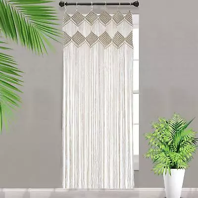 Hysunland Macrame Curtains With Wood Rings Handwoven Doorway/Window Panel Room • $7.99