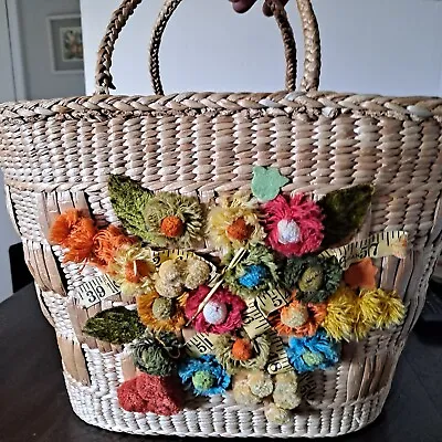 Vintage Straw Sewing Basket Decorative Handbag  • $24