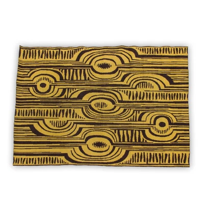 £550 • Buy Large Space Age Rug 60s 70s, Retro Mid Century Rug, Abstract Yellow & Black Rug