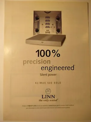 Linn 100 Precision Engineered Silent Power Klimax 500 Solo Vintage 90s Print Ad • £9.25