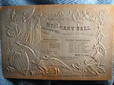 Fancy Military Ball Invitation Dec 6 1860 Pre Civil War Iowa Pioneer Greys • $95