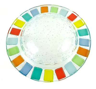 Villeroy & Boch Green Art Glass Bowl Multicolor Tile Check Pattern • $24.99