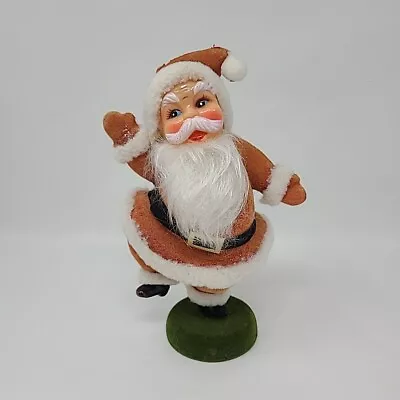 Vintage Flocked Velvet Dancing Santa Figure On Stand 9  Tall Japan Christmas  • $27.99