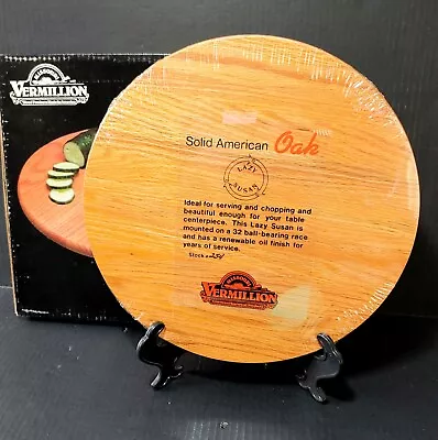 NEW Vintage Vermillion Solid Red Oak 14  Round Lazy Susan Charcuterie Board • $24.99