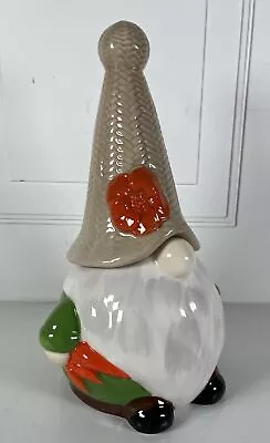 Gnome Cookie Jar Spring St Patrick’s Day Ceramic Orange Flower Carrots • $25