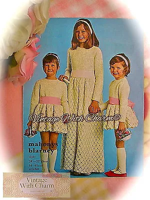 £3.09 • Buy Vintage Crochet Pattern Bridesmaid, Flower Girl Dress, 5 Sizes 24-32 Bust