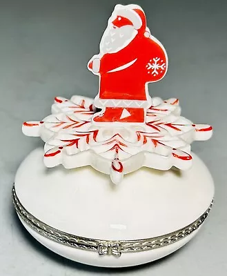 Villeroy & Boch Snow Treats Hinged Lidded Porcelain Trinket Box Santa Snowflake • $13.49