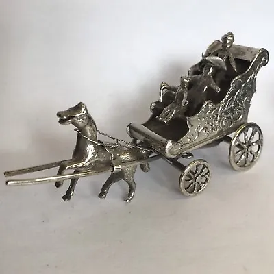 Fine Antique Solid Silver Miniature Horse & Cart Dutch Child's Toy 9cm • $155.63