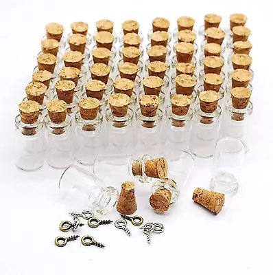 60 Pcs .8Ml Small Mini Clear Glass Bottles Jars With Cork Stoppers Miniature DIY • $22.99