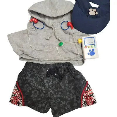 Build A Bear 80s Vibe Outfit Headphones Hoodie Shorts Visor 4-piece Set  • $18.99