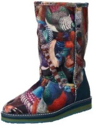 £49.95 • Buy Desigual Authentic Women's Flat Velvet Mid Calf Panda Boots 28ts119-5077 UK 5
